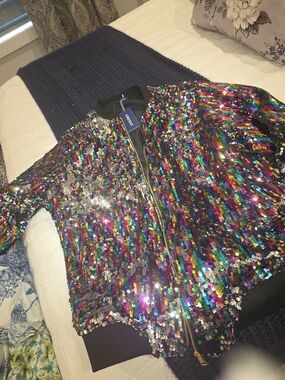 RESA Multicolor Sequin Jacket with Black Trim